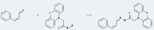 10H-Phenothiazine-10-aceticacid, hydrazide can react with 3-phenyl-propenal to produce phenothiazin-10-yl-acetic acid (3-phenyl-allylidene)-hydrazide
